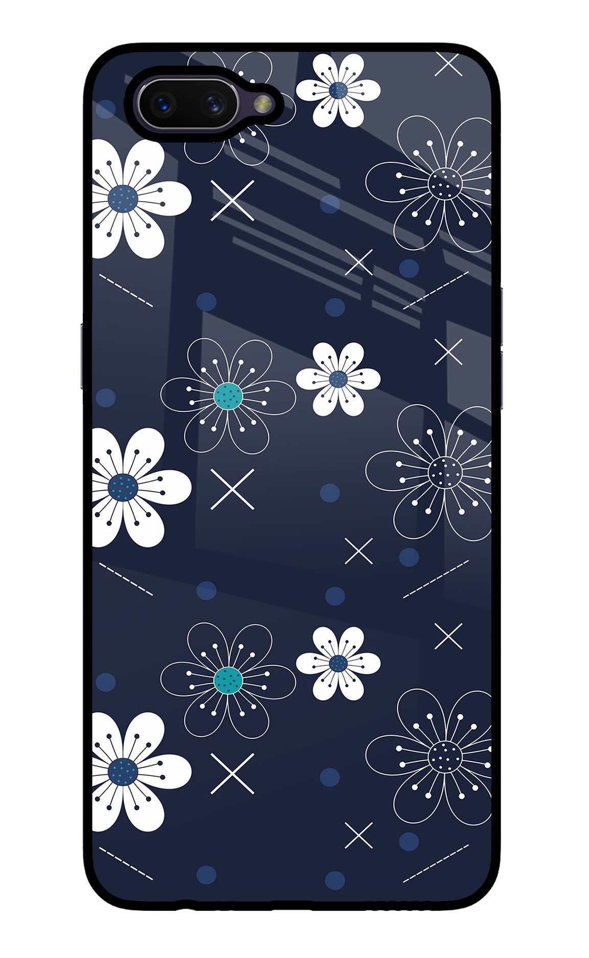 Flowers Oppo A3S Glass Case