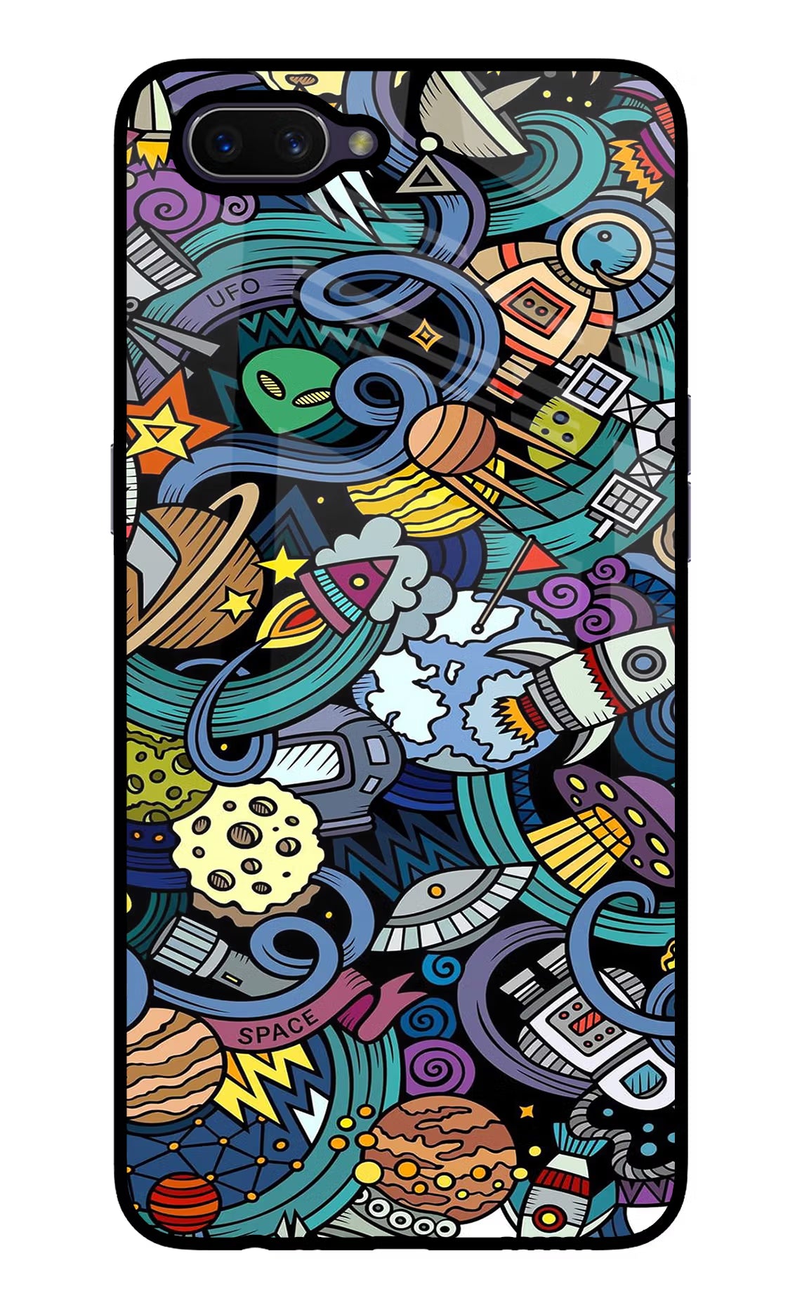 Space Abstract Oppo A3S Glass Case