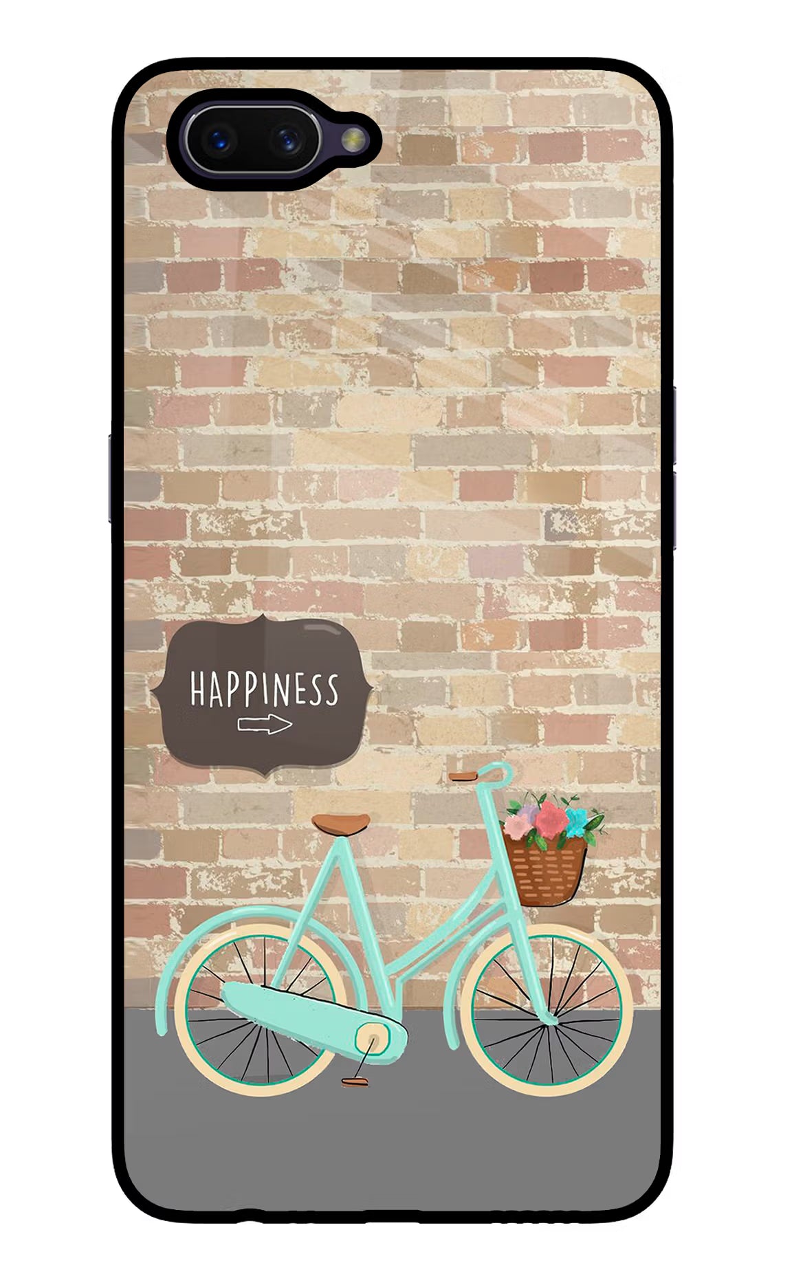 Happiness Artwork Oppo A3S Glass Case Back Cover by Casekaro