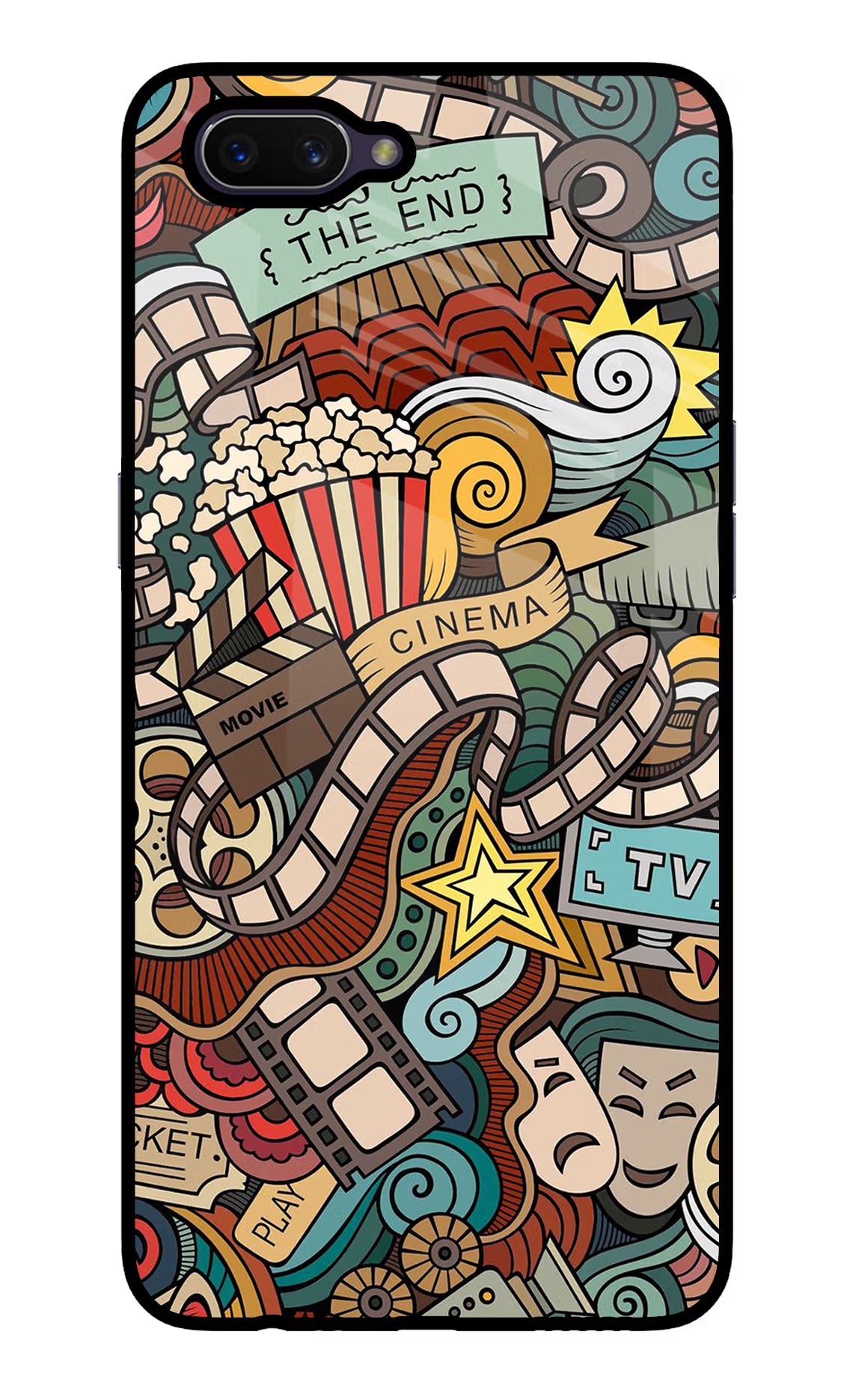 Cinema Abstract Oppo A3S Glass Case Back Cover by Casekaro