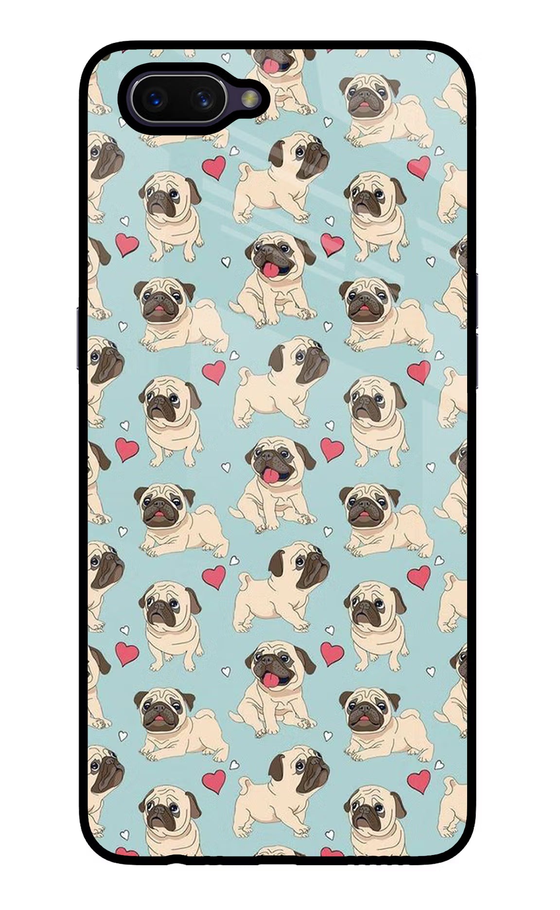 Pug Dog Oppo A3S Glass Case Back Cover by Casekaro