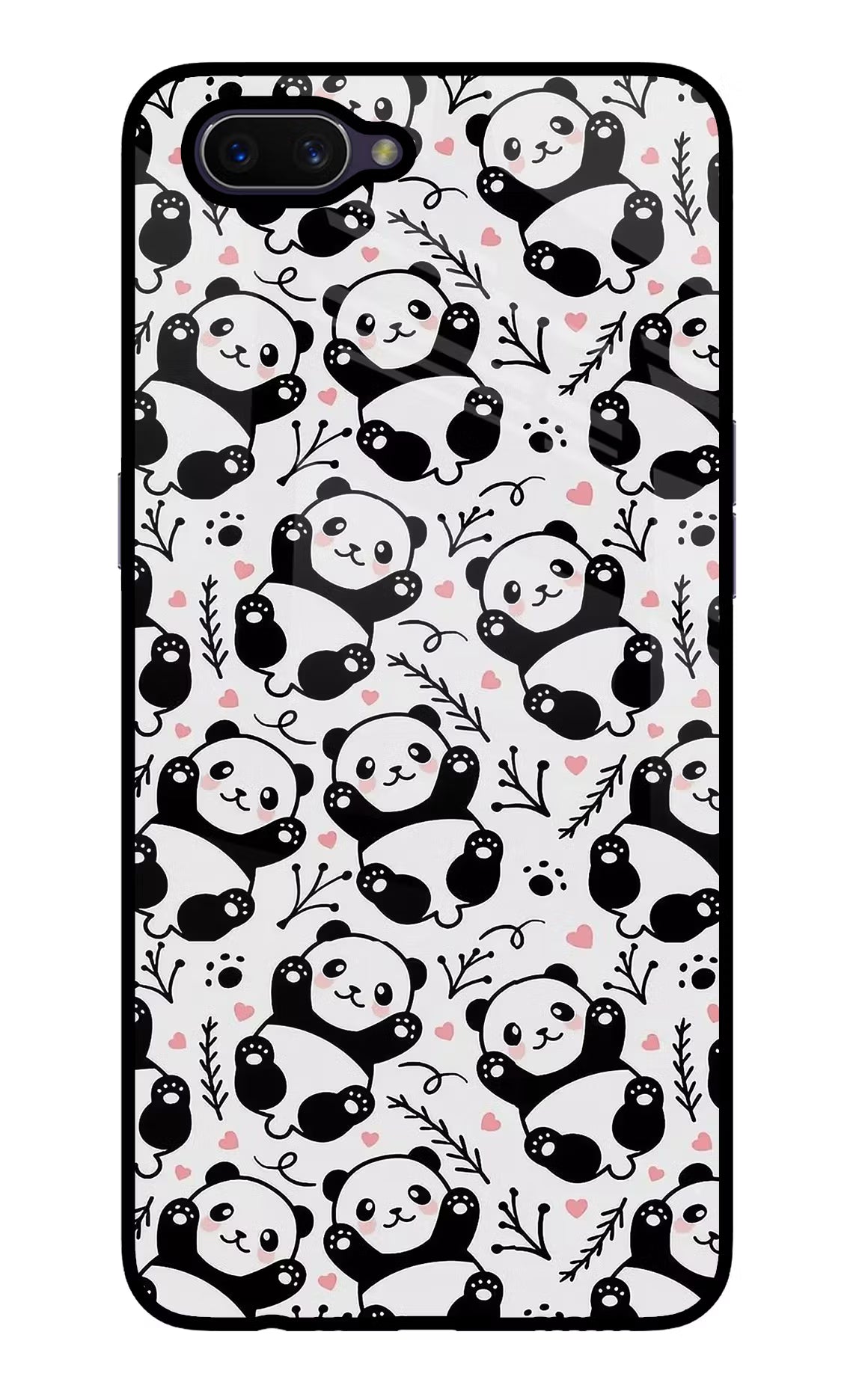 Cute Panda Oppo A3S Glass Case Back Cover by Casekaro