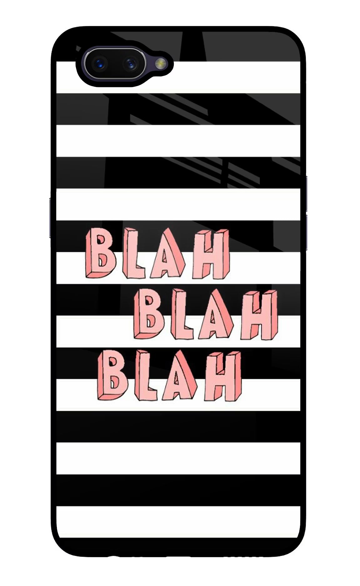 Blah Blah Blah Oppo A3S Glass Case Back Cover by Casekaro