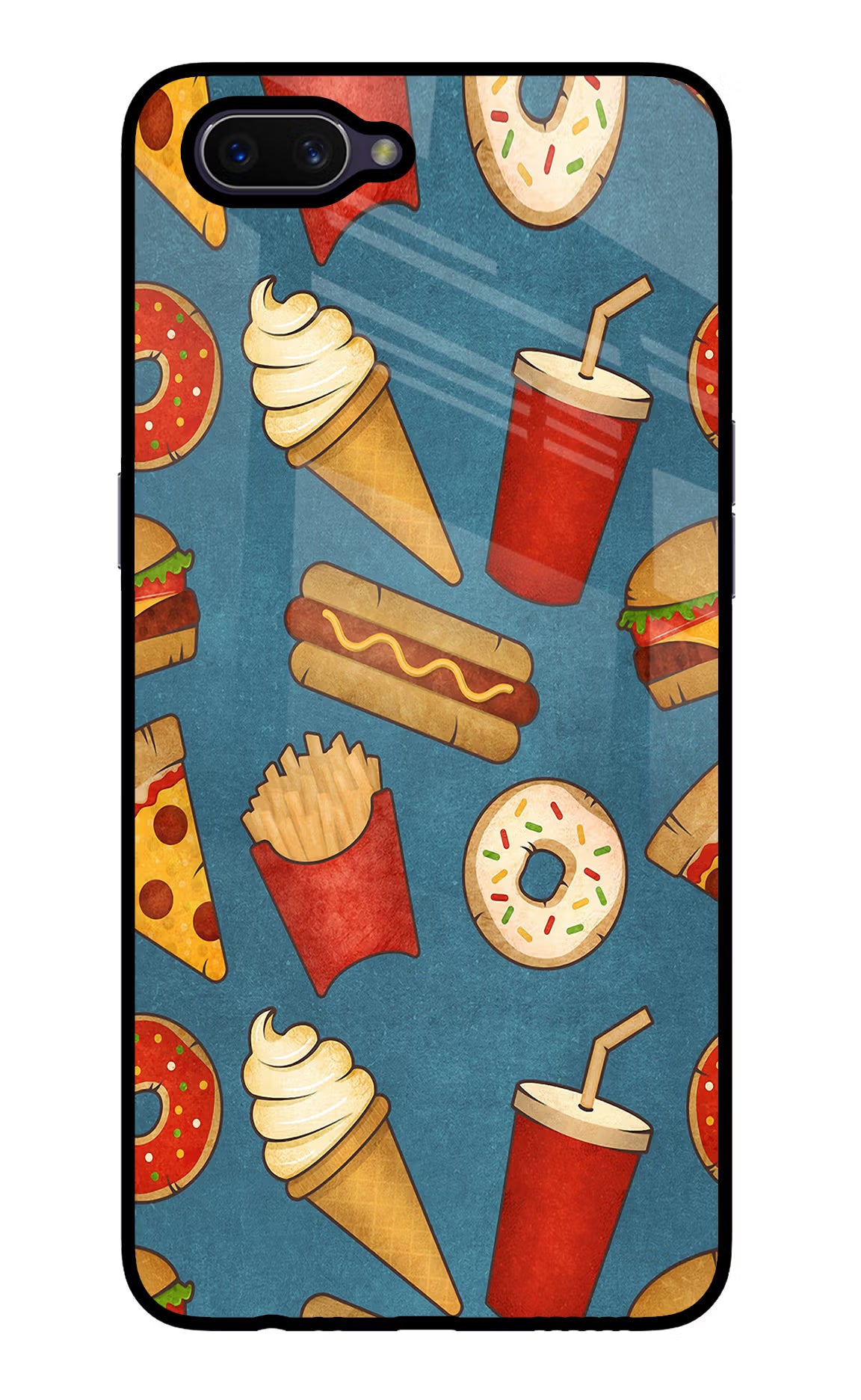 Foodie Oppo A3S Glass Case Back Cover by Casekaro