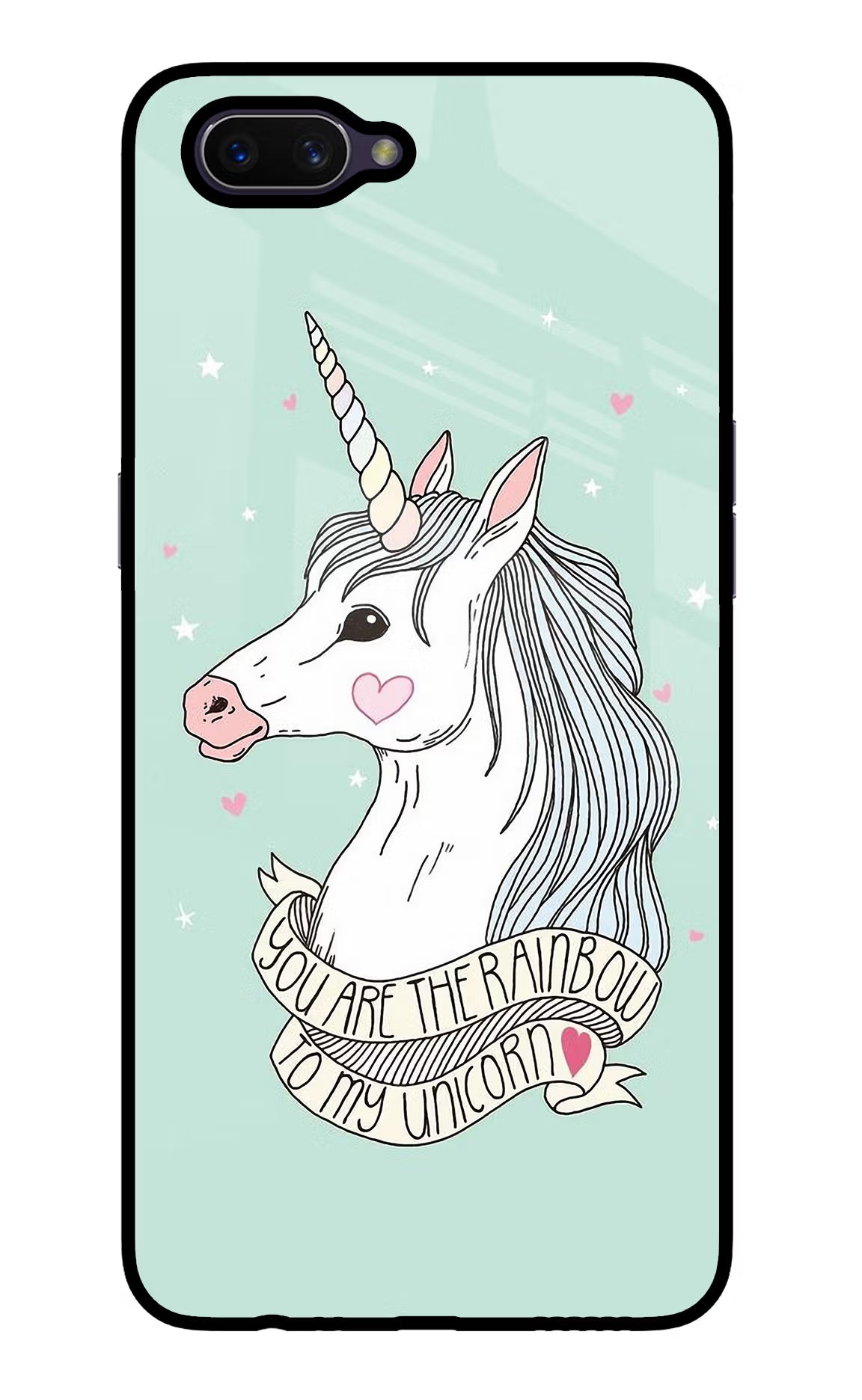 Unicorn Wallpaper Oppo A3S Glass Case Back Cover by Casekaro