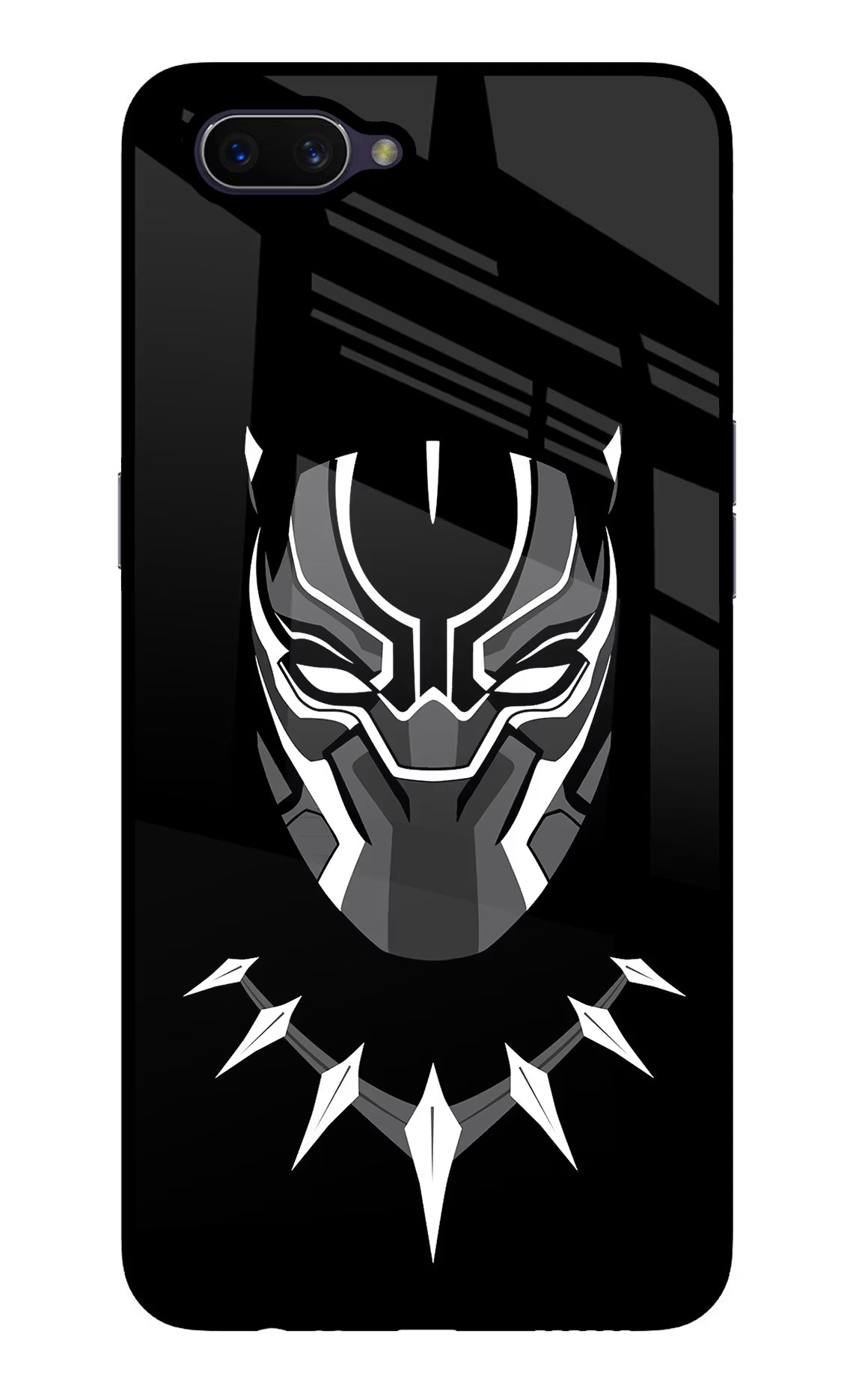 Black Panther Oppo A3S Glass Case Back Cover by Casekaro
