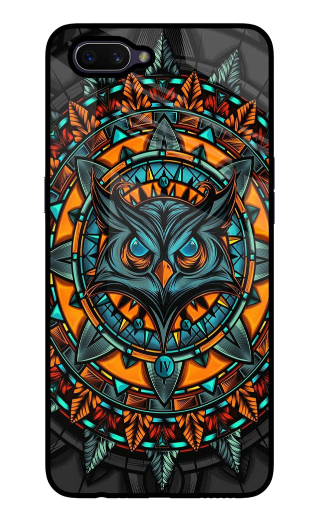 Angry Owl Art Oppo A3S Glass Case Back Cover by Casekaro