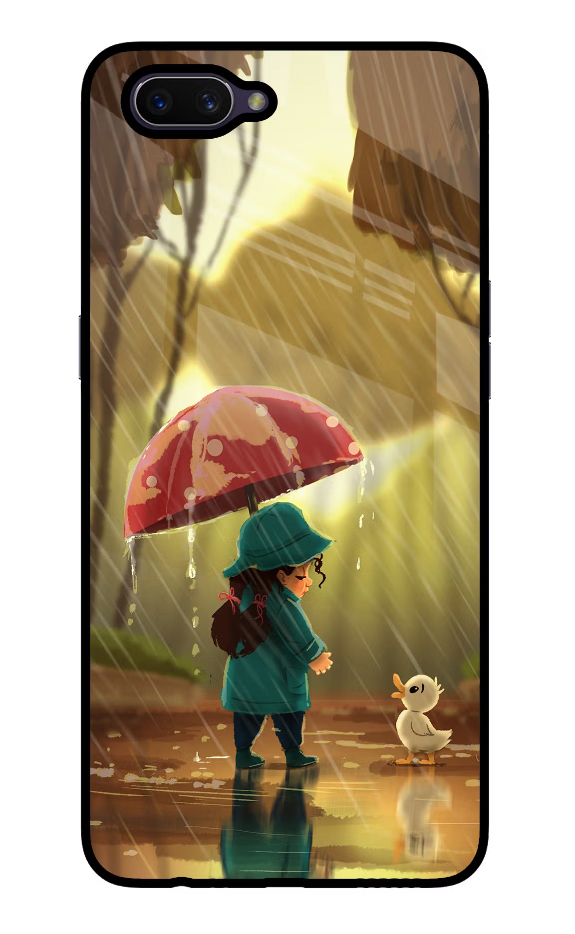 Rainy Day Oppo A3S Glass Case Back Cover by Casekaro