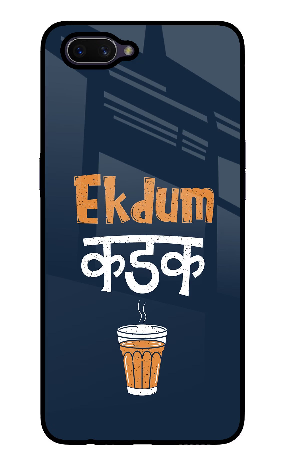 Ekdum Kadak Chai Oppo A3S Glass Case Back Cover by Casekaro