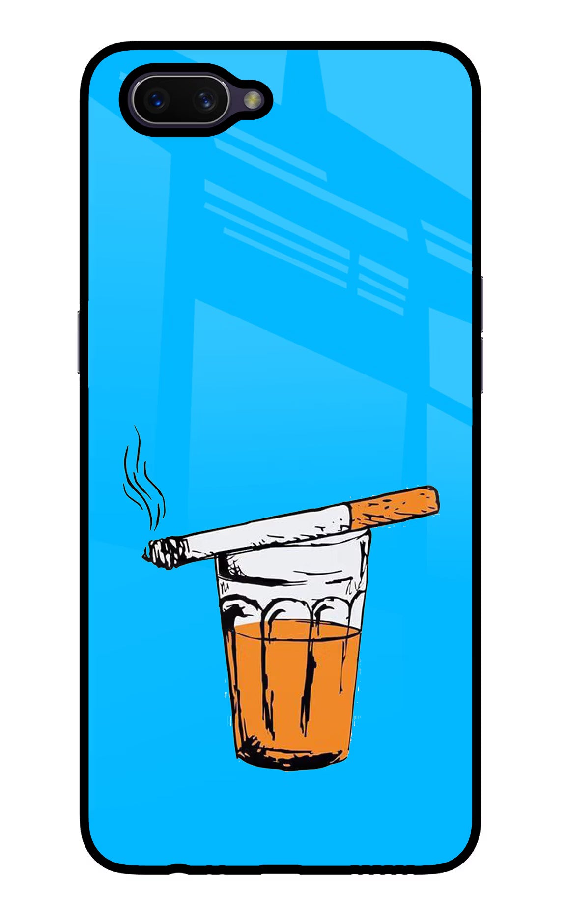 Chai Sutta Oppo A3S Glass Case Back Cover by Casekaro
