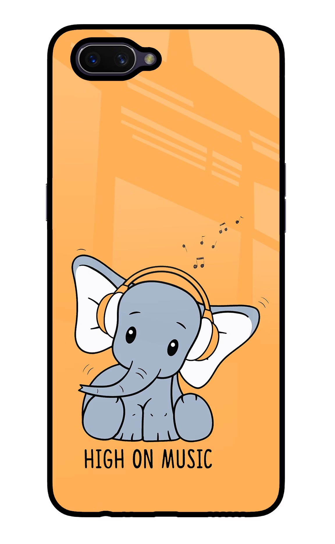 High On Music Oppo A3S Glass Case Back Cover by Casekaro