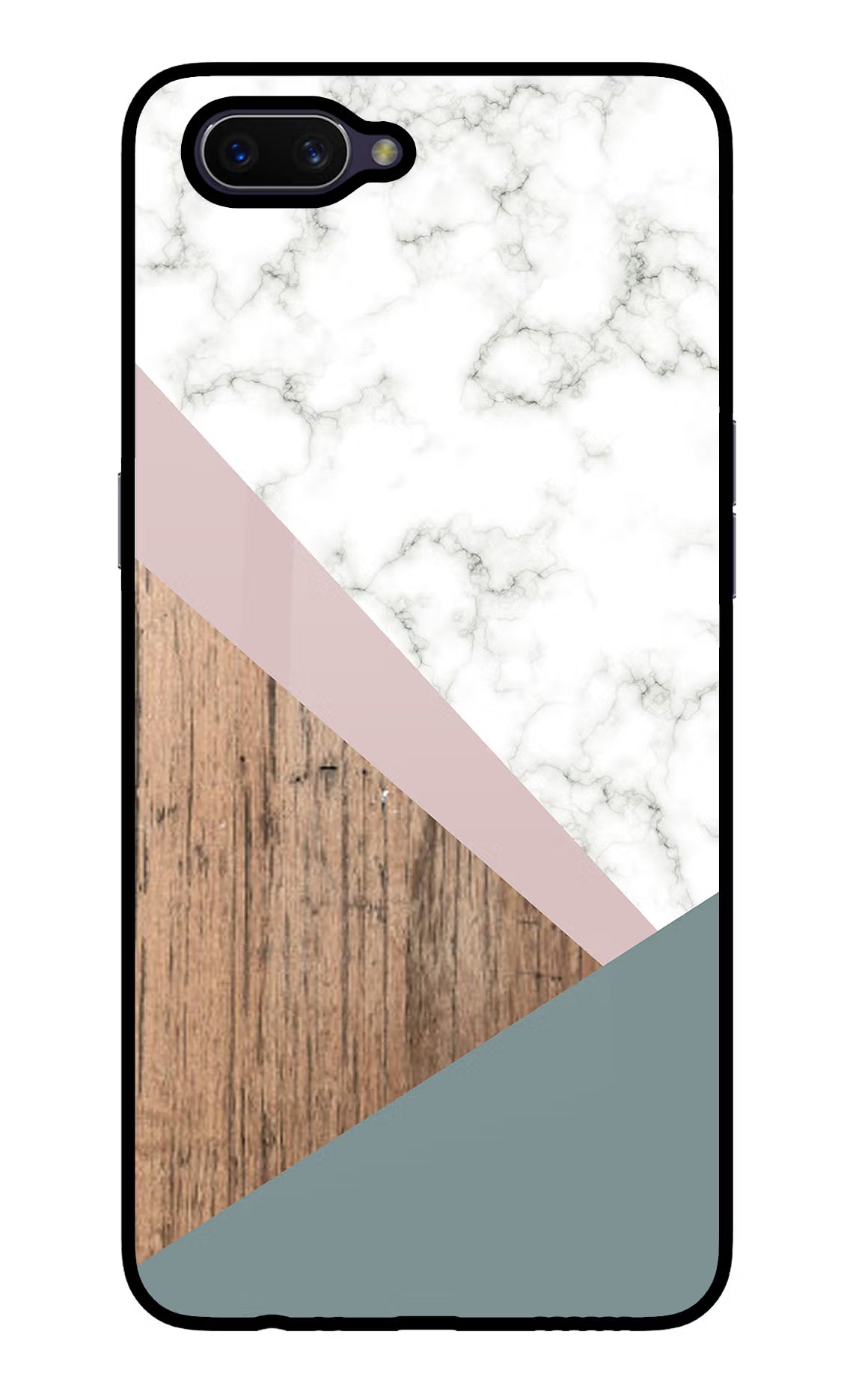 Marble wood Abstract Oppo A3S Glass Case Back Cover by Casekaro