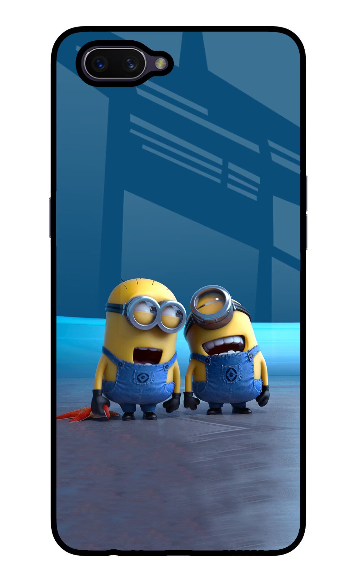 Minion Laughing Oppo A3S Glass Case Back Cover by Casekaro
