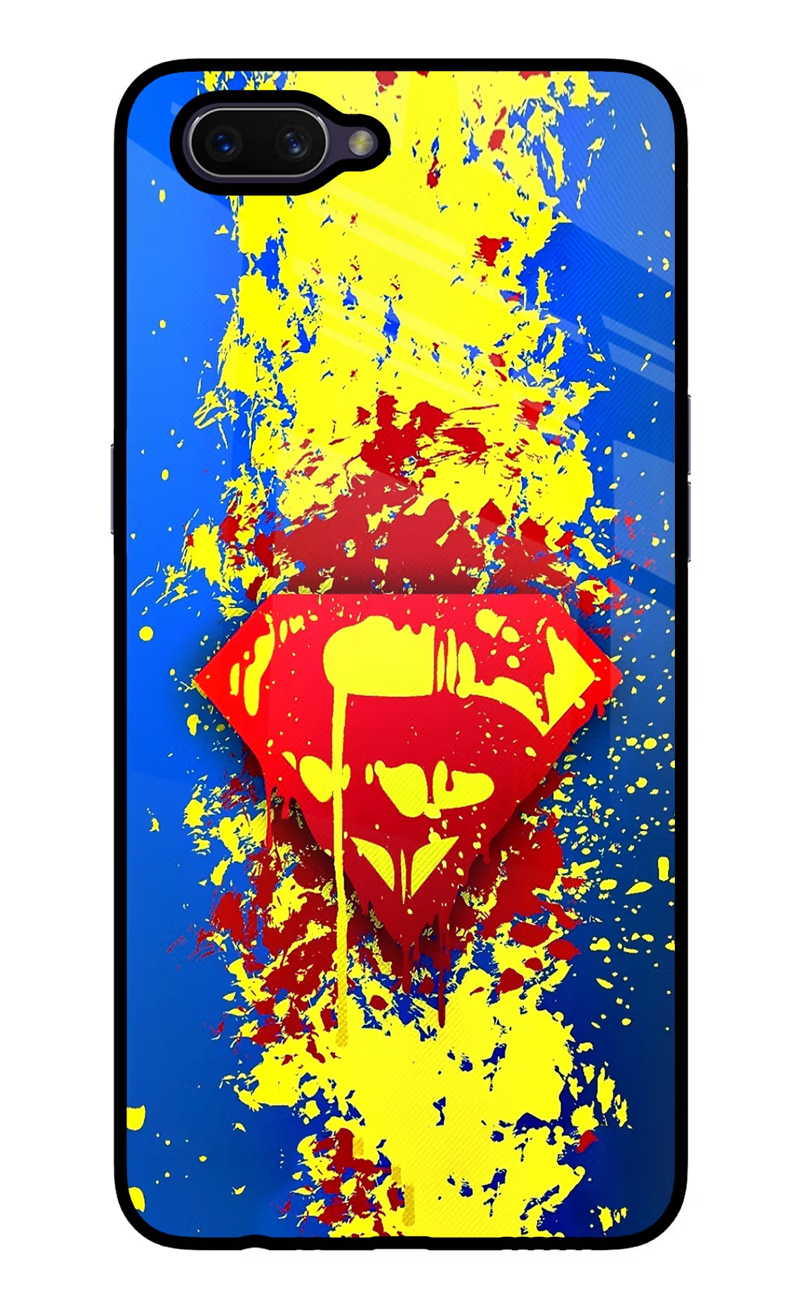 Superman logo Oppo A3S Glass Case Back Cover by Casekaro
