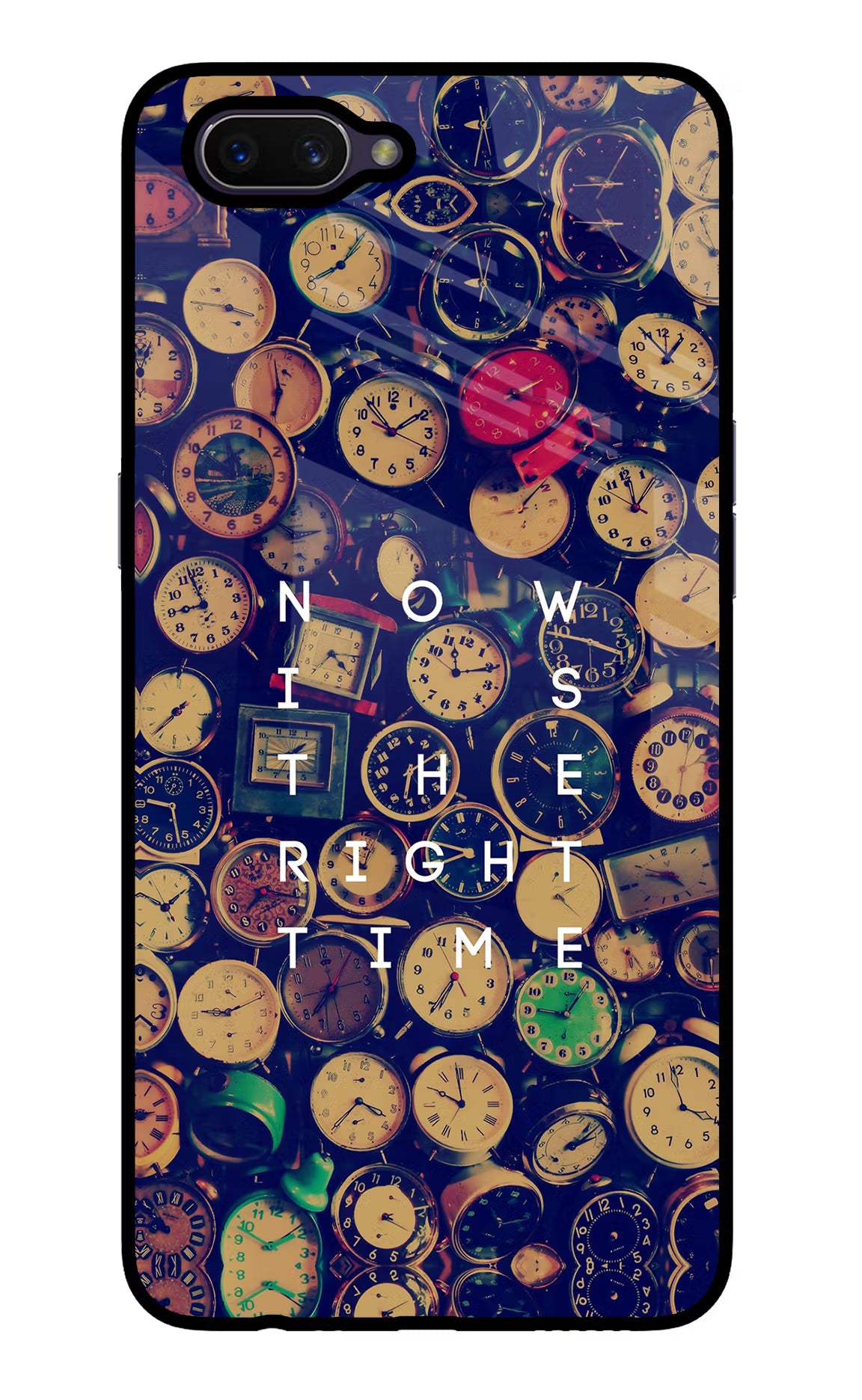 Now is the Right Time Quote Oppo A3S Glass Case Back Cover by Casekaro