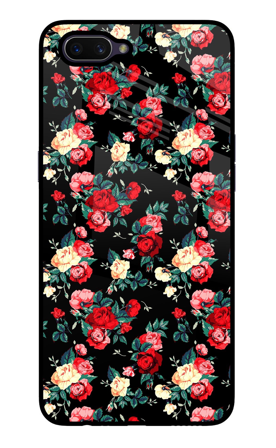 Rose Pattern Oppo A3S Glass Case