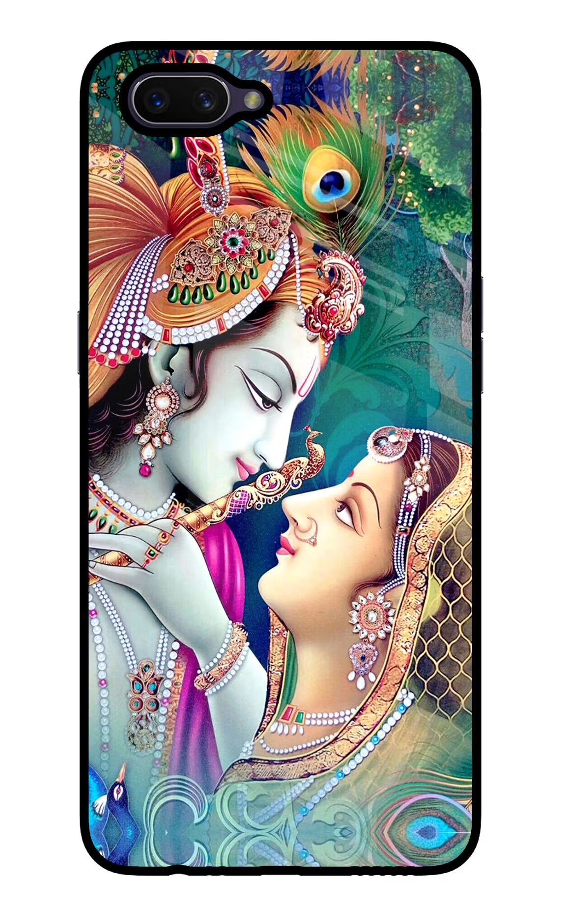 Lord Radha Krishna Oppo A3S Glass Case Back Cover by Casekaro
