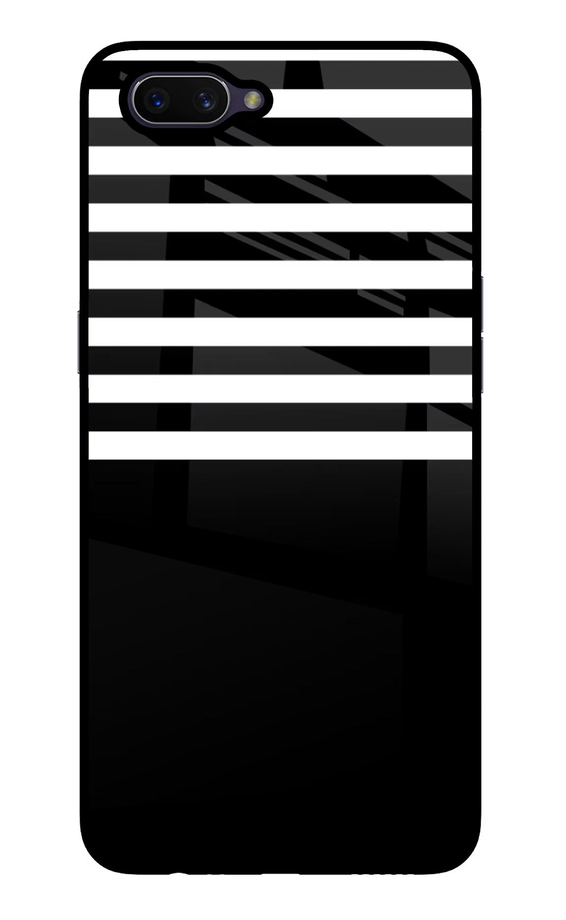 Black and White Print Oppo A3S Glass Case Back Cover by Casekaro