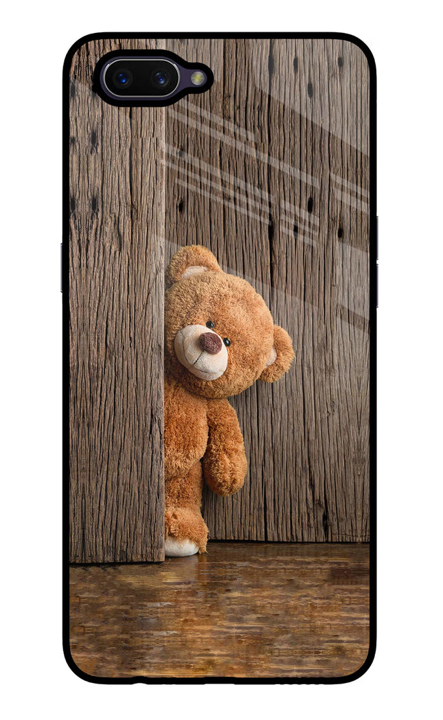 Teddy Wooden Oppo A3S Glass Case Back Cover by Casekaro