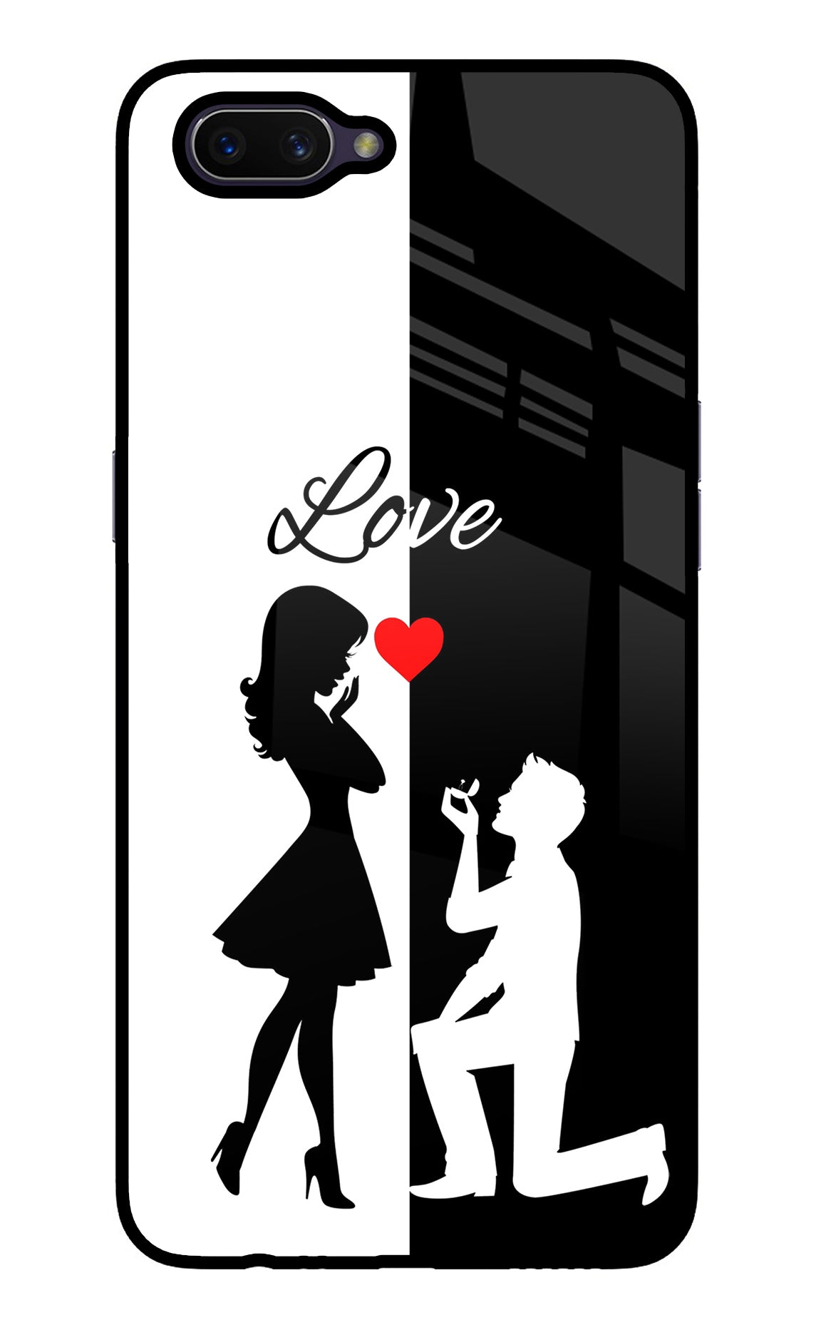 Love Propose Black And White Oppo A3S Back Cover