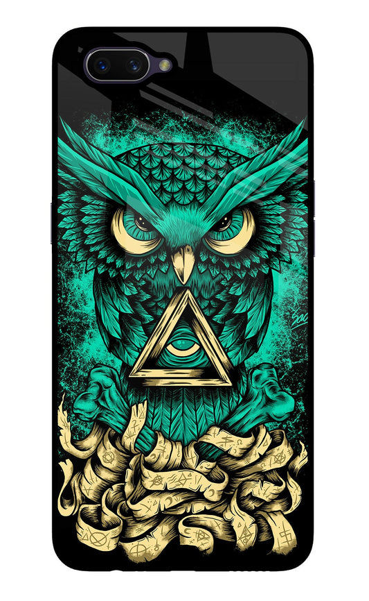 Green Owl Oppo A3S Glass Case