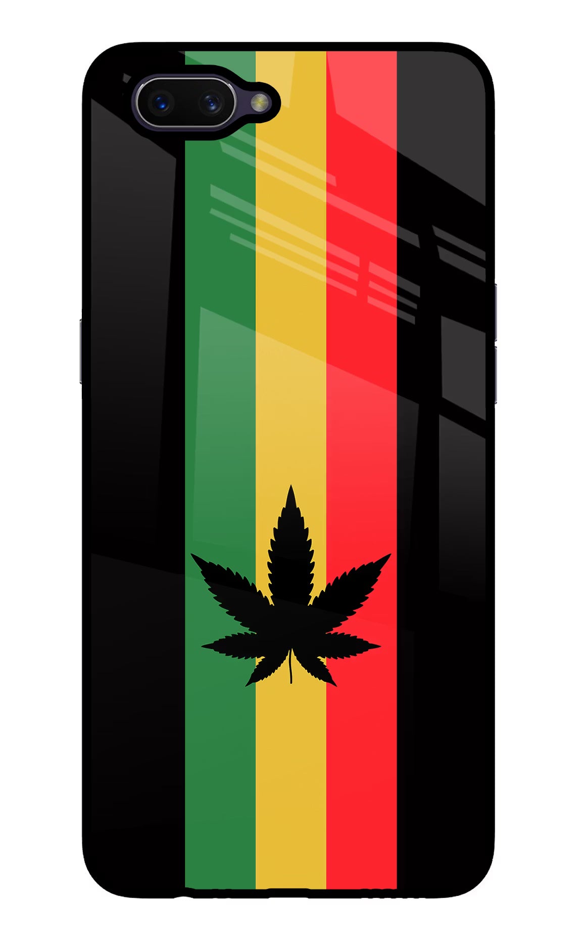 Weed Flag Oppo A3S Glass Case Back Cover by Casekaro