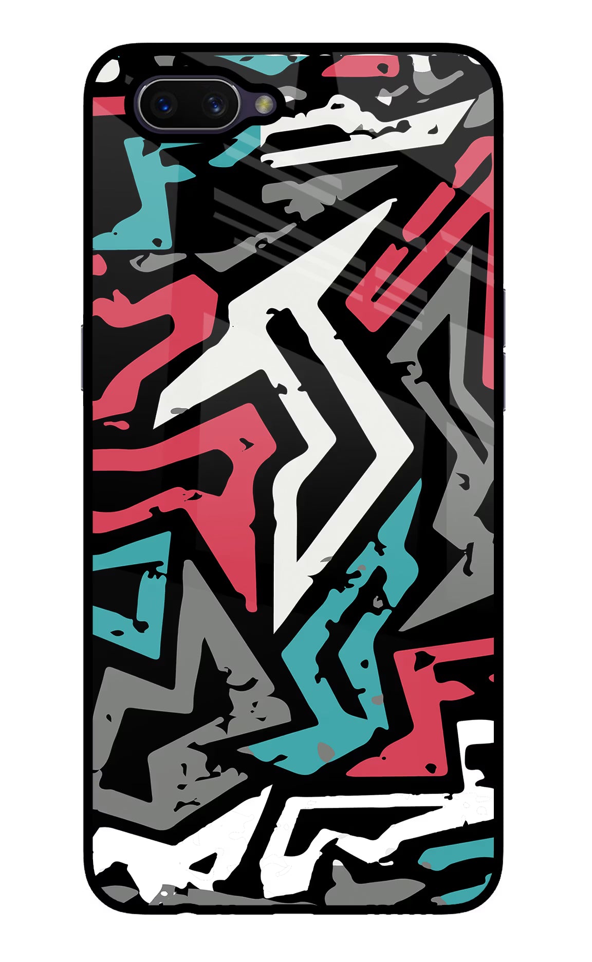 Geometric Graffiti Oppo A3S Glass Case Back Cover by Casekaro