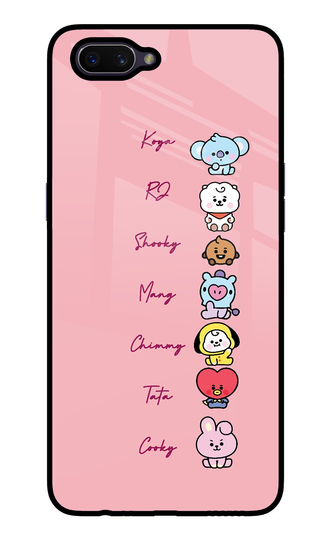 BTS names Oppo A3S Glass Case Back Cover by Casekaro