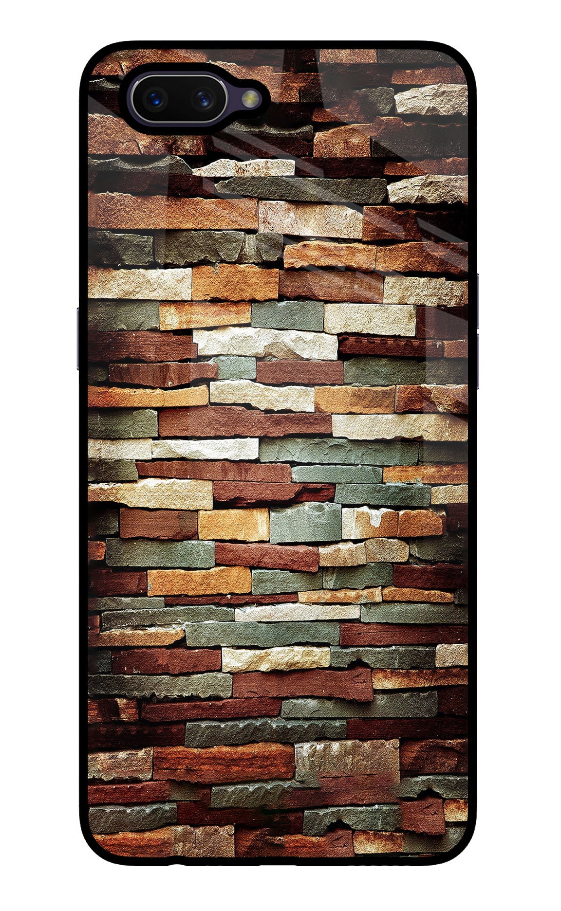 Bricks Pattern Oppo A3S Glass Case