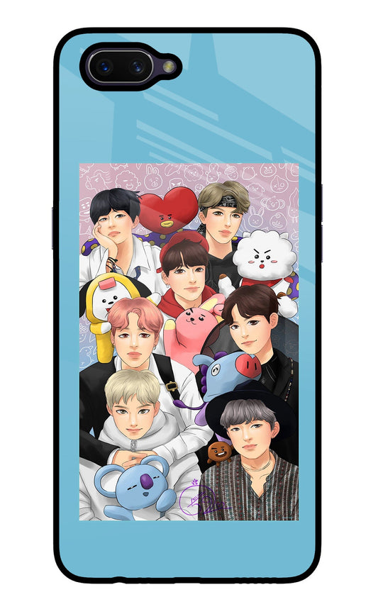 BTS with animals Oppo A3S Glass Case