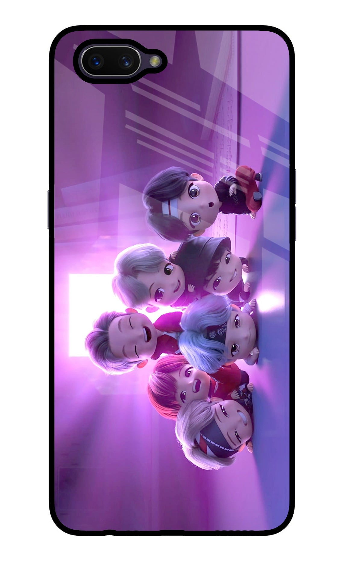 BTS Chibi Oppo A3S Glass Case