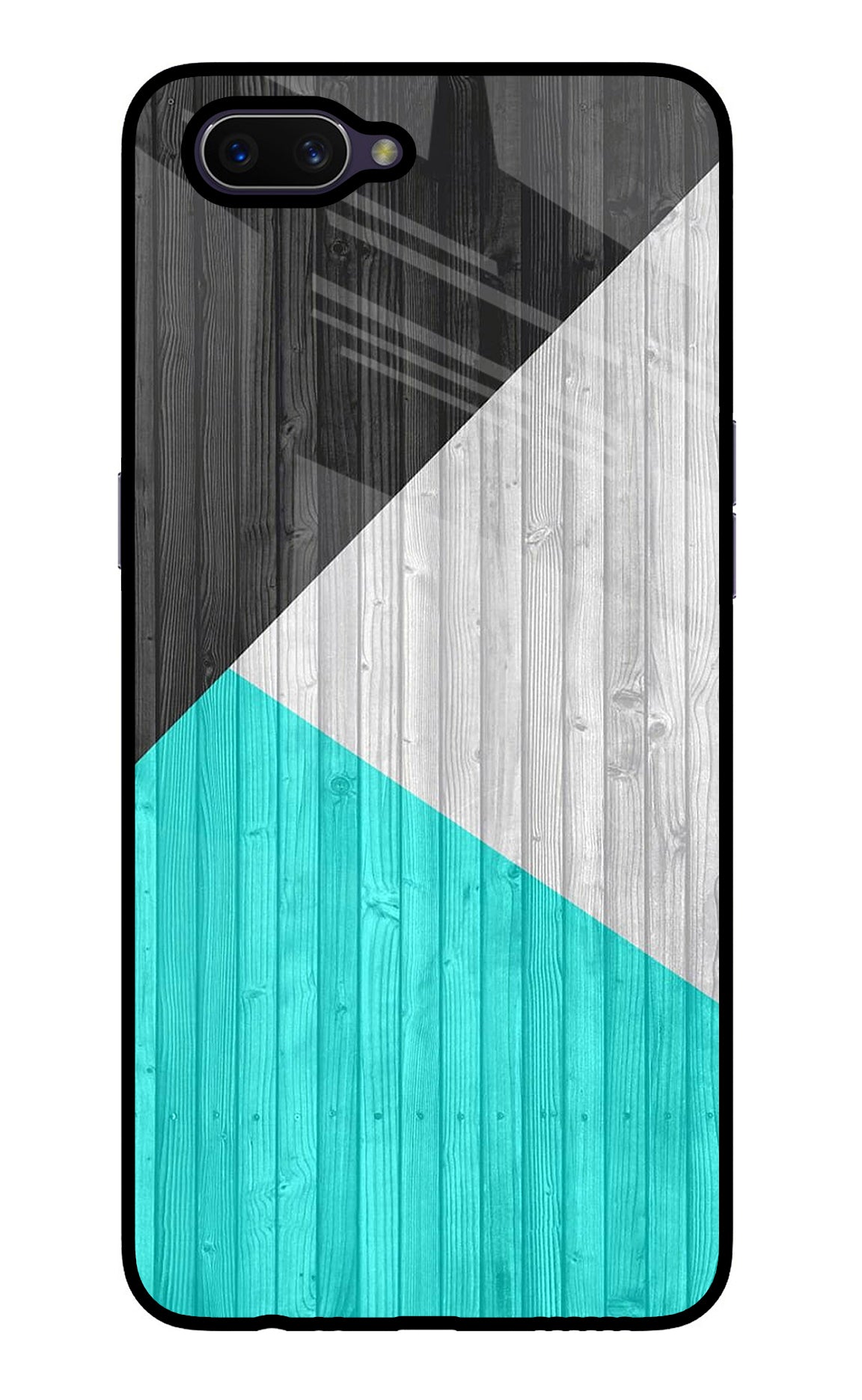 Wooden Abstract Oppo A3S Glass Case