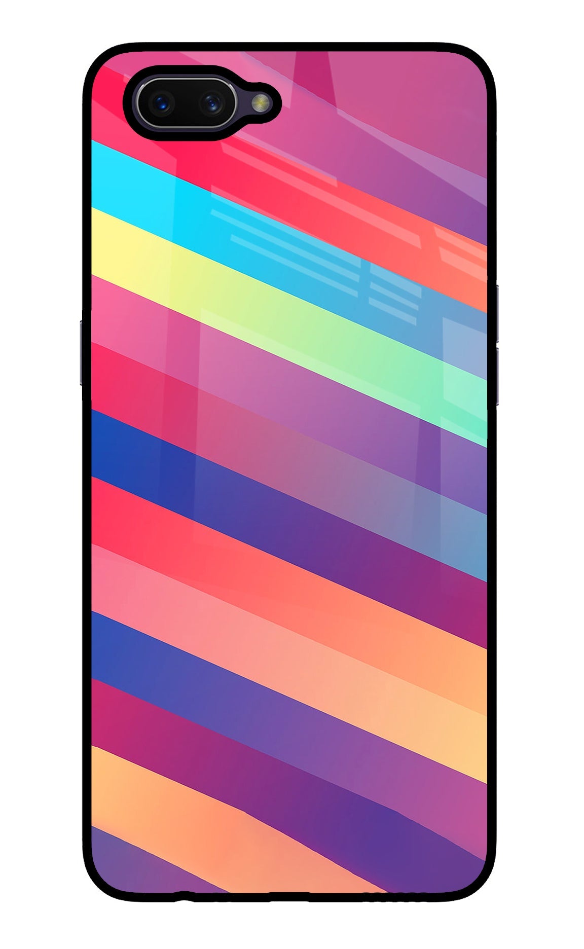 Stripes color Oppo A3S Glass Case