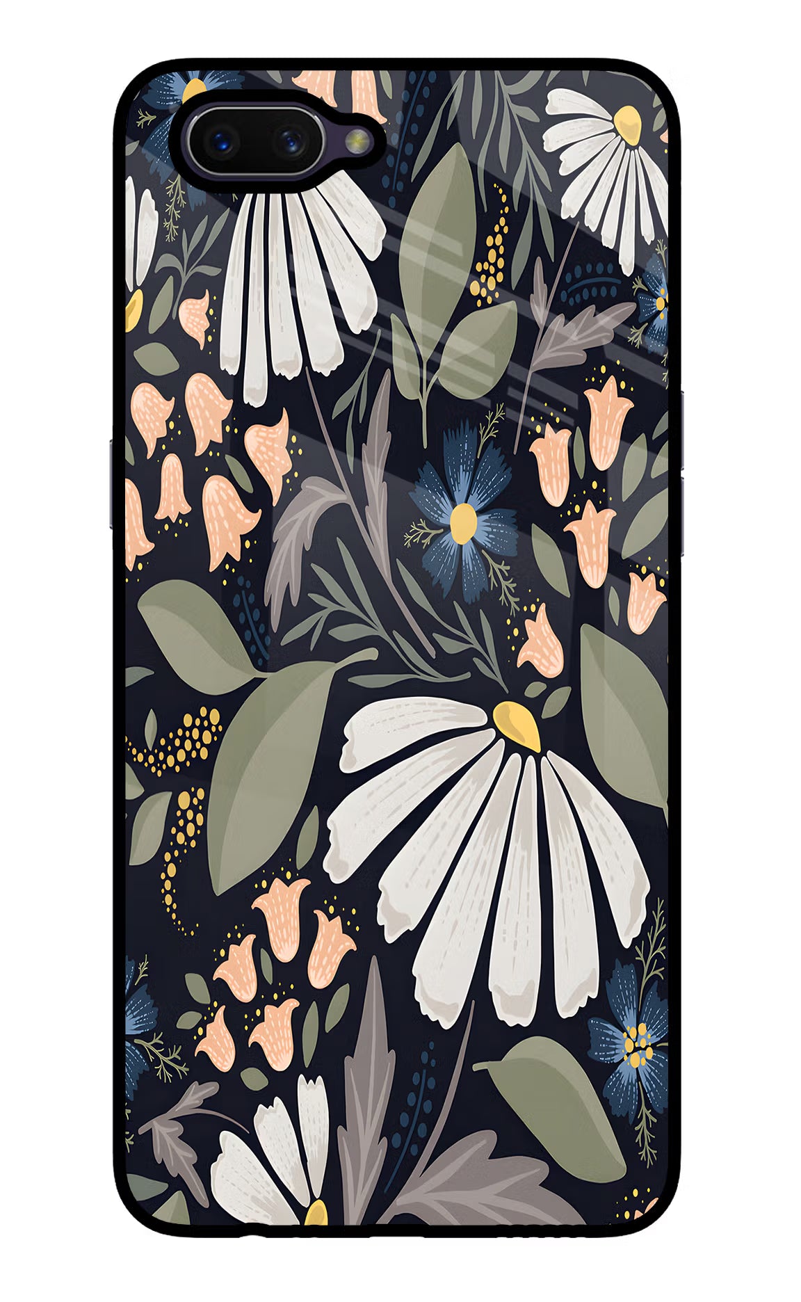 Flowers Art Oppo A3S Glass Case