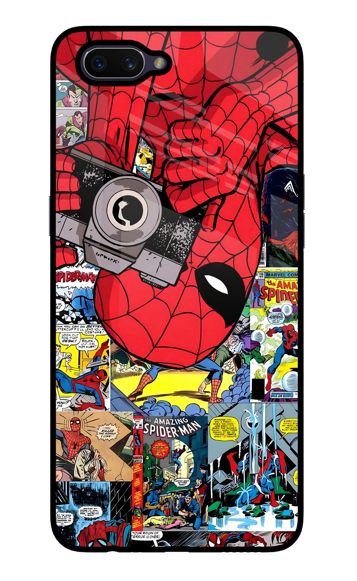 Spider Man Oppo A3S Glass Case