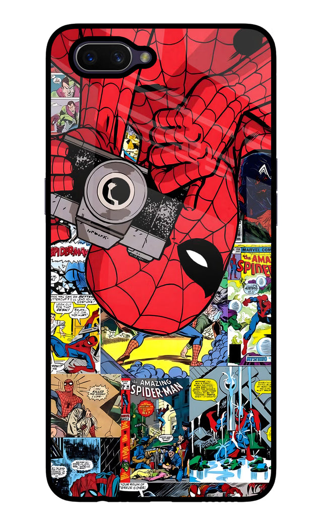 Spider Man Oppo A3S Glass Case Back Cover by Casekaro