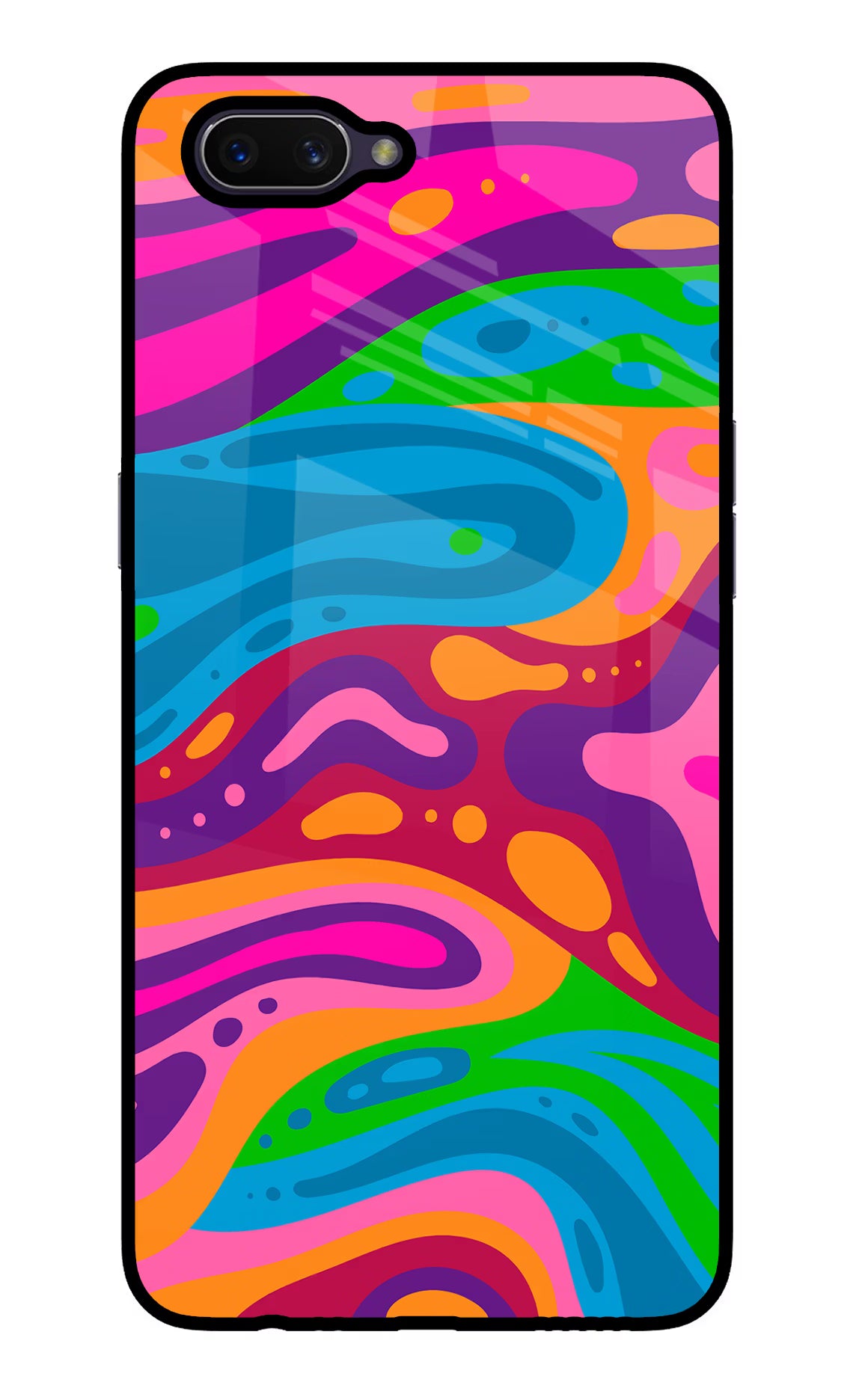 Trippy Pattern Oppo A3S Glass Case Back Cover by Casekaro
