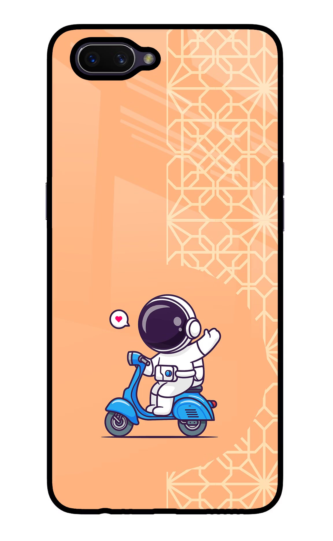 Cute Astronaut Riding Oppo A3S Glass Case Back Cover by Casekaro