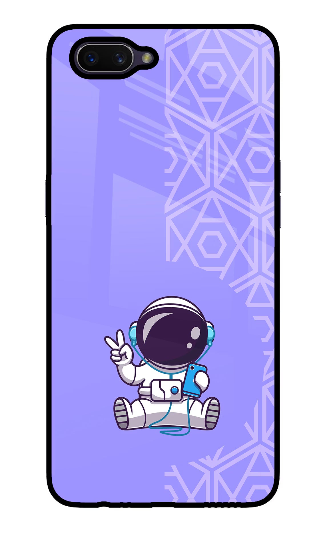 Cute Astronaut Chilling Oppo A3S Glass Case Back Cover by Casekaro