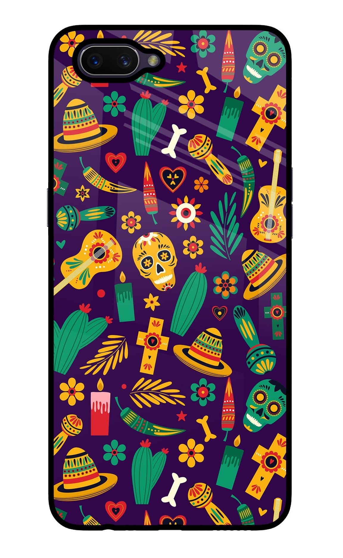 Mexican Artwork Oppo A3S Glass Case