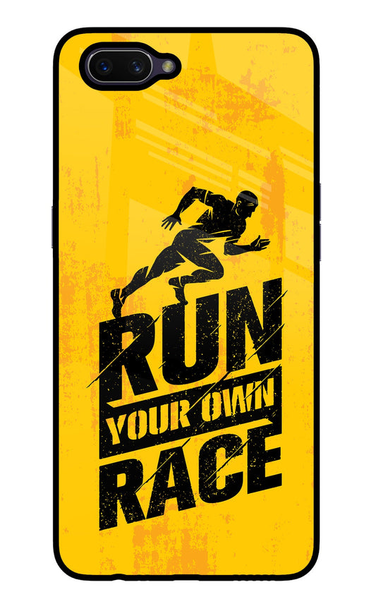 Run Your Own Race Oppo A3S Glass Case