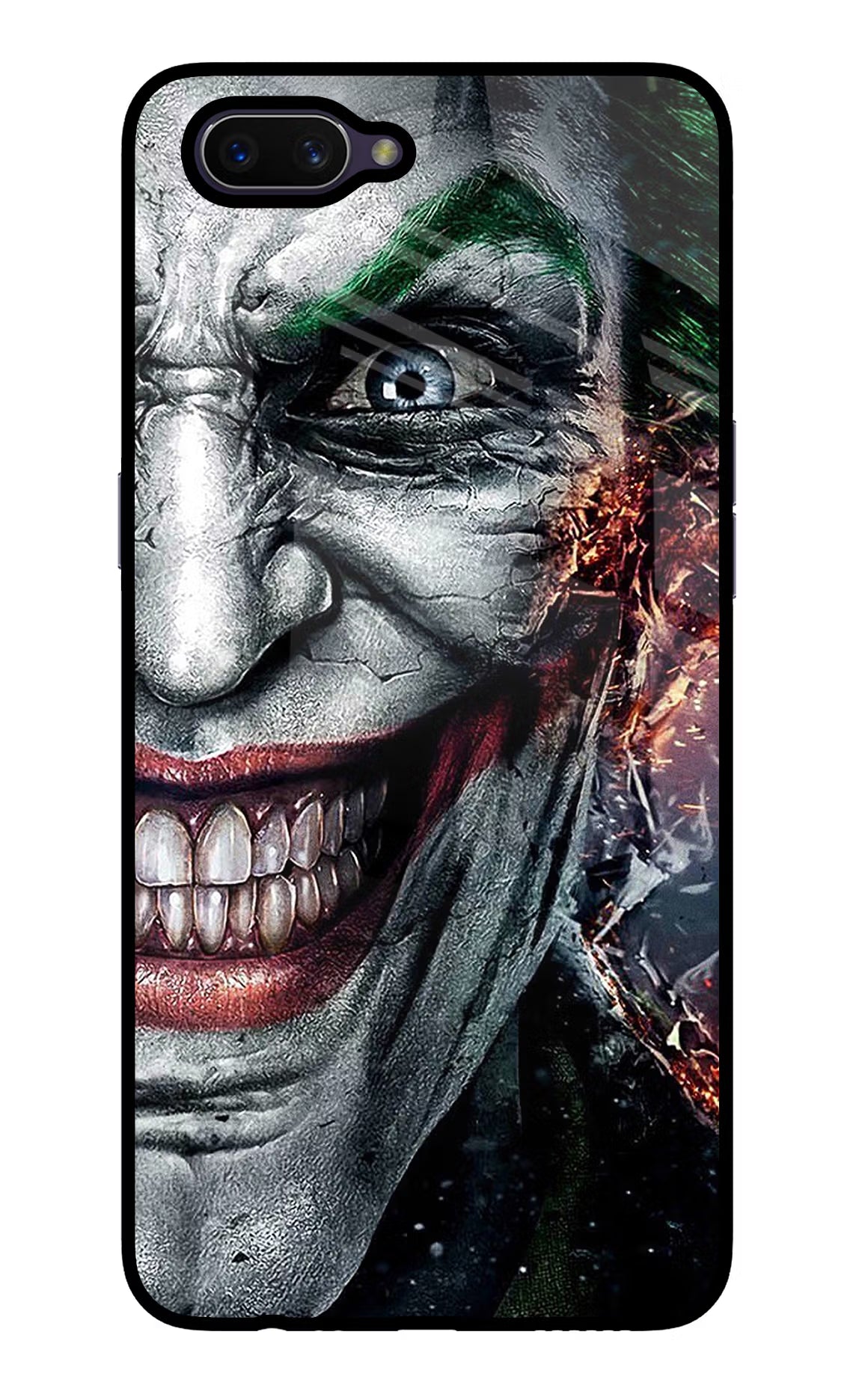 Joker Cam Oppo A3S Glass Case Back Cover by Casekaro