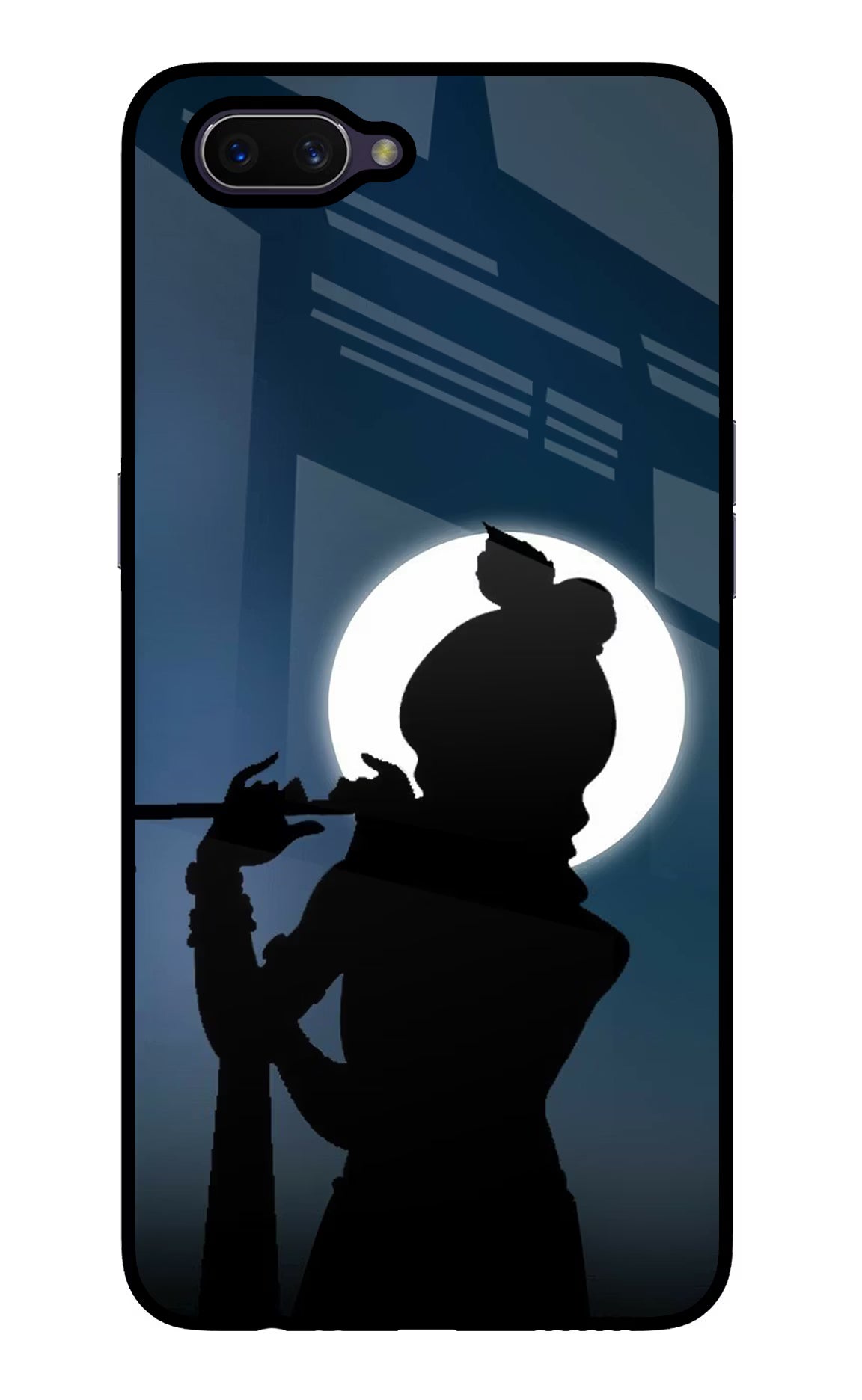 Shri Krishna Silhouette Oppo A3S Glass Case Back Cover by Casekaro