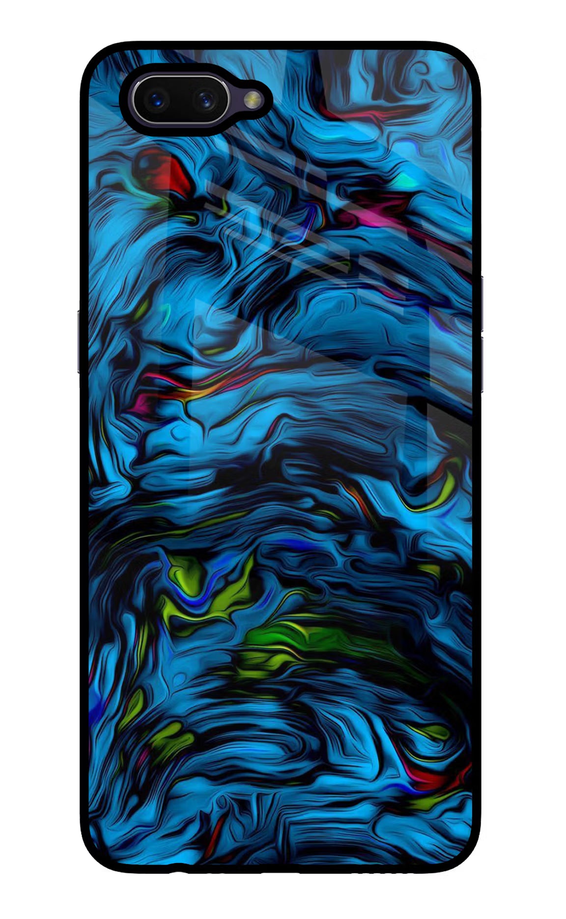 Dark Blue Abstract Oppo A3S Glass Case Back Cover by Casekaro