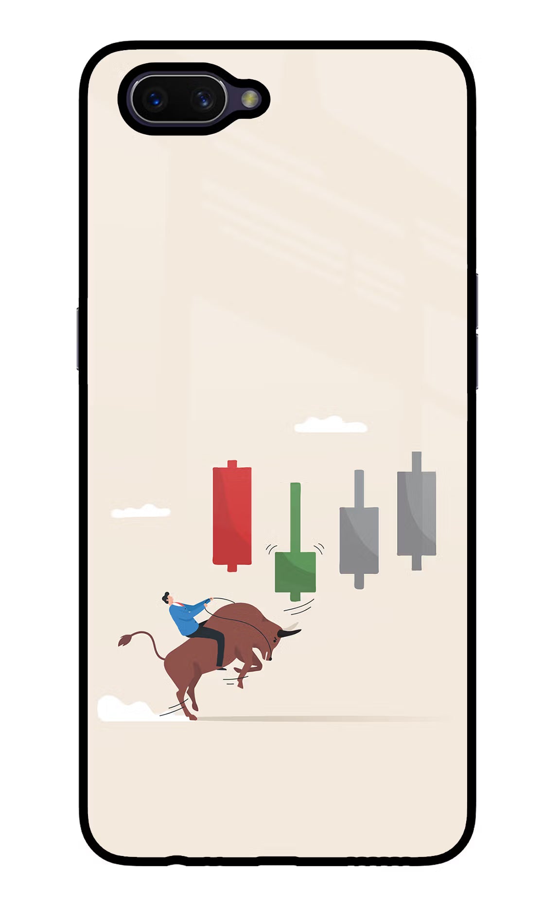 Bull Trading Momentum Oppo A3S Glass Case Back Cover by Casekaro