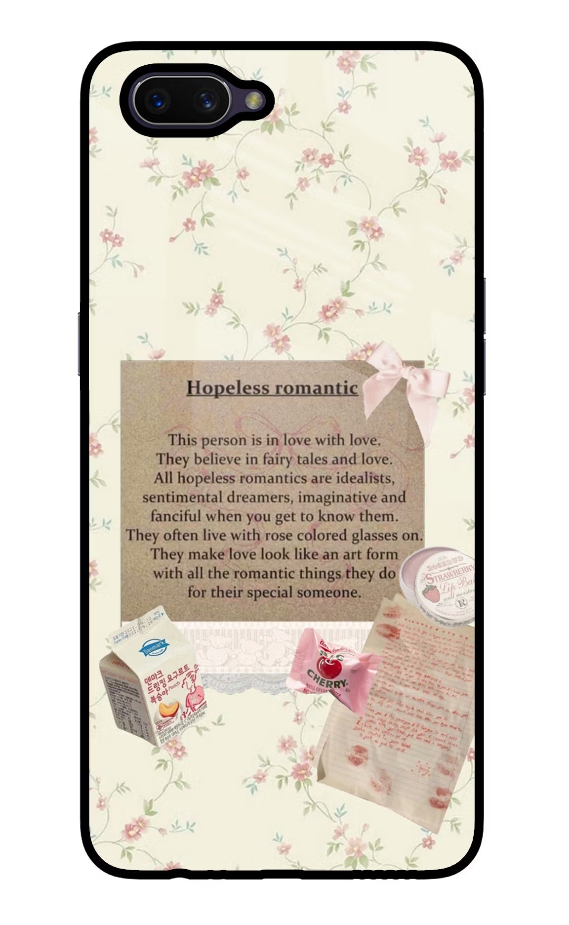 Hopeless Romantic Oppo A3S Glass Case Back Cover by Casekaro