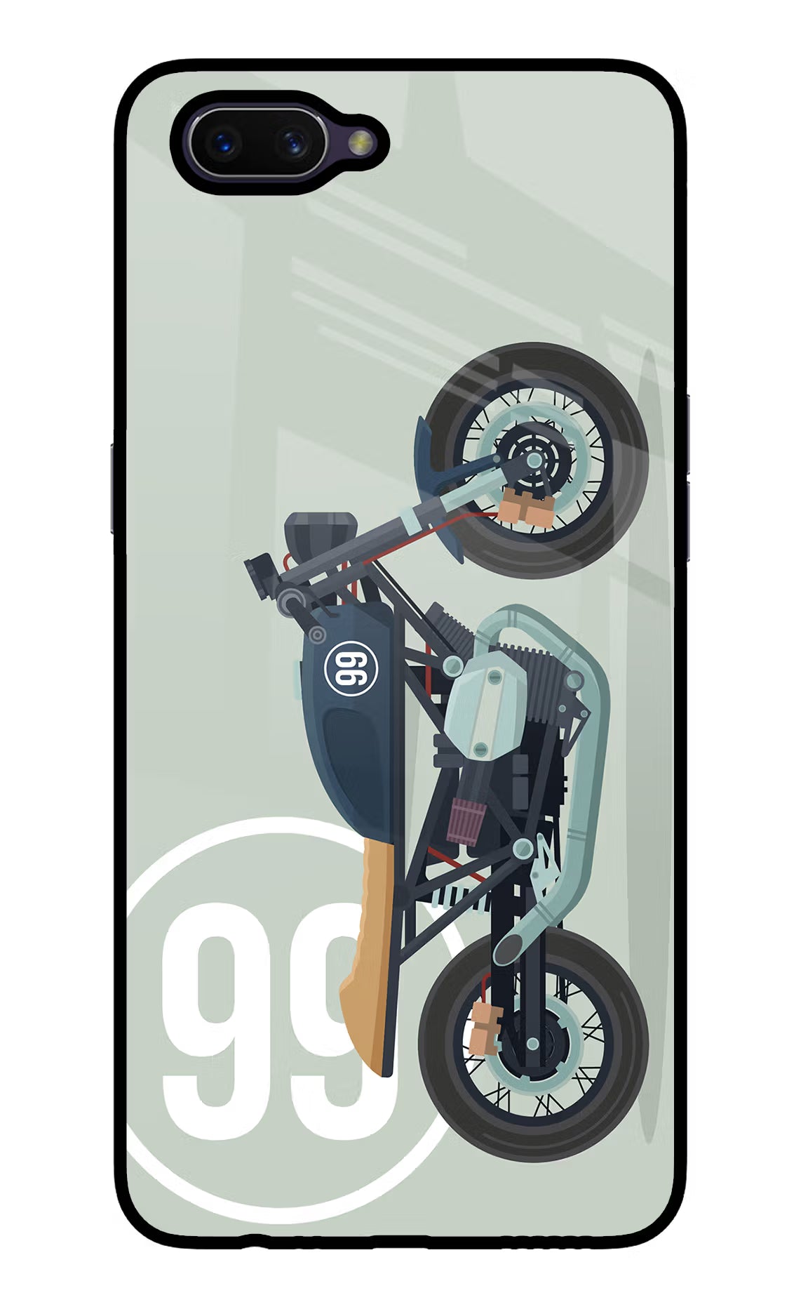 Classic Cafe Racer 99 Oppo A3S Glass Case Back Cover by Casekaro
