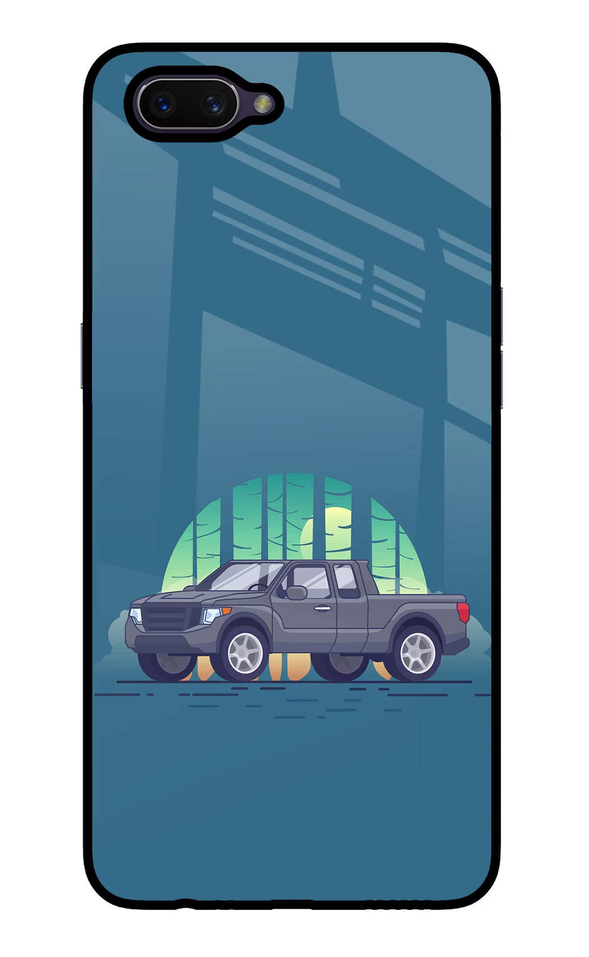 Retro Garage Vibe Oppo A3S Glass Case Back Cover by Casekaro