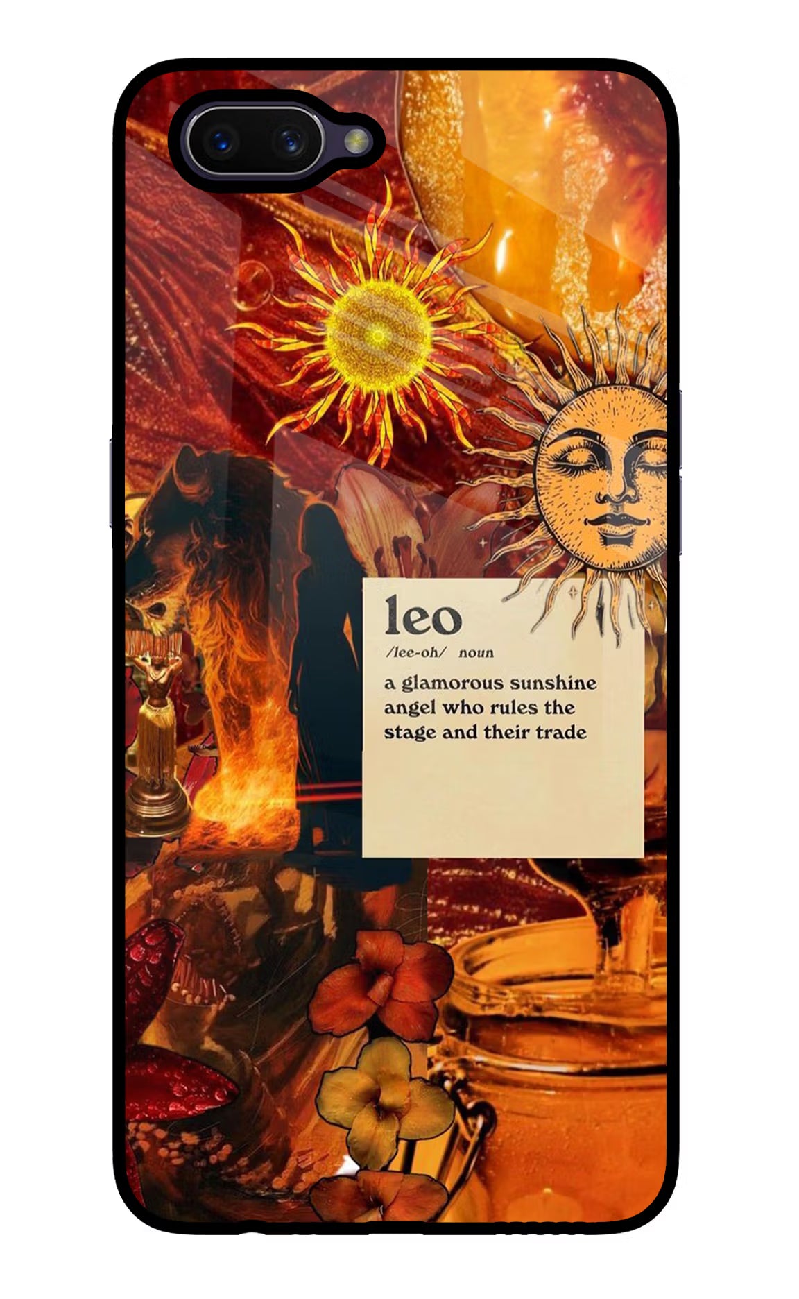 Leo Zodiac Oppo A3S Glass Case Back Cover by Casekaro