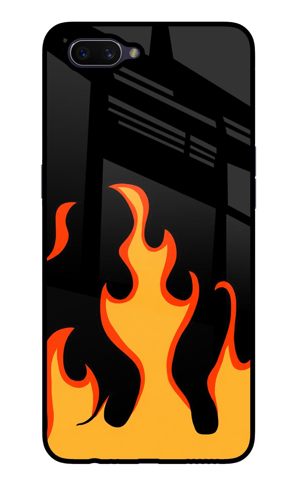 Fired Up – Black Oppo A3S Glass Case Back Cover by Casekaro